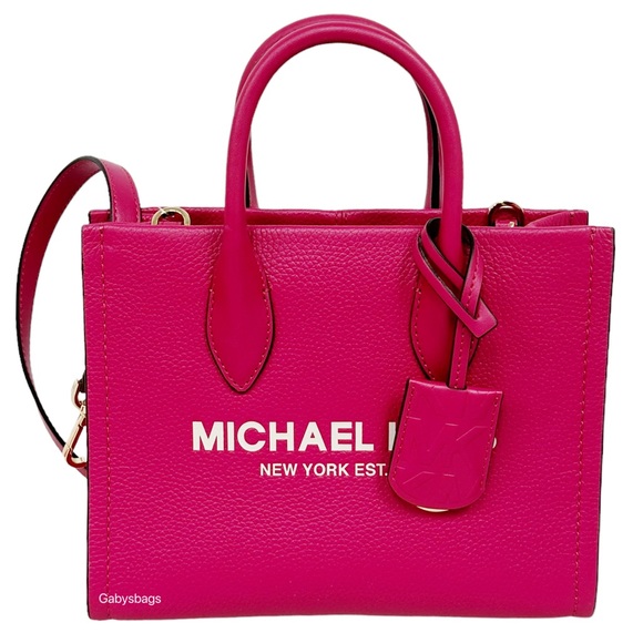 Michael Kors Small Top Zip Tote Crossbody Hot Pink Leather Logo - Picture 4 of 4